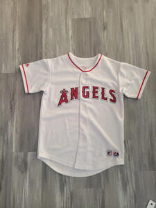 Vintage Angels Anaheim MLB Majestic White Stitched Jersey - Size M- Made in USA